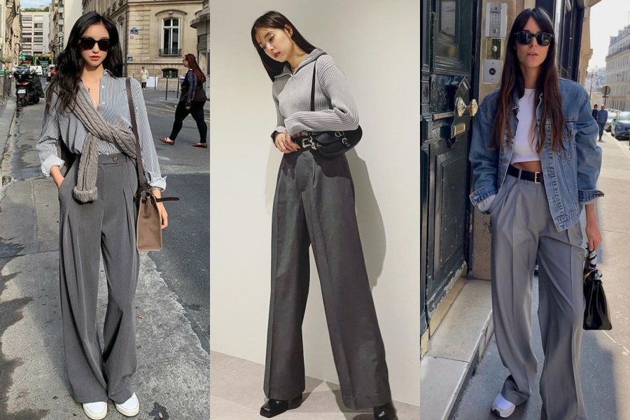 下班也想繼續穿！灰色寬褲超百搭，跟著時髦女生穿出靜奢風，高級感炸裂！