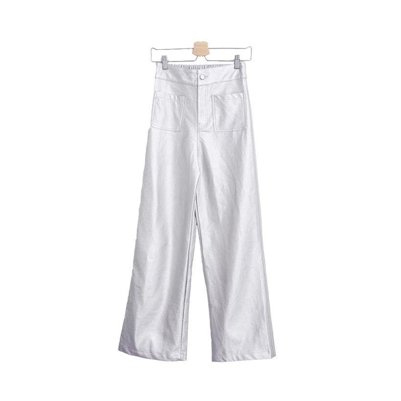 歐美風太空銀寬褲