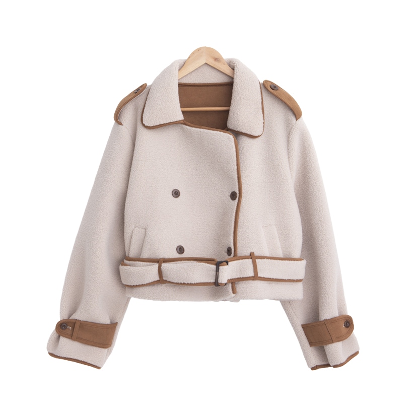 羔羊毛騎士風短版外套