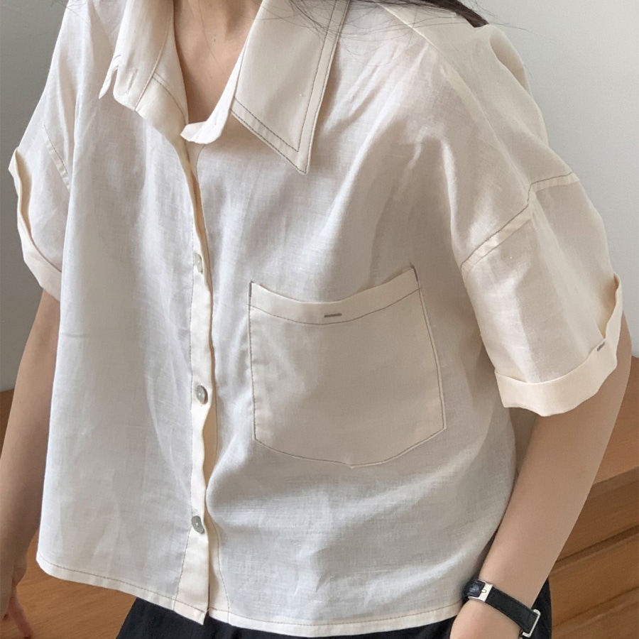 【夯韓貨預購】平紋亞麻襯衫 