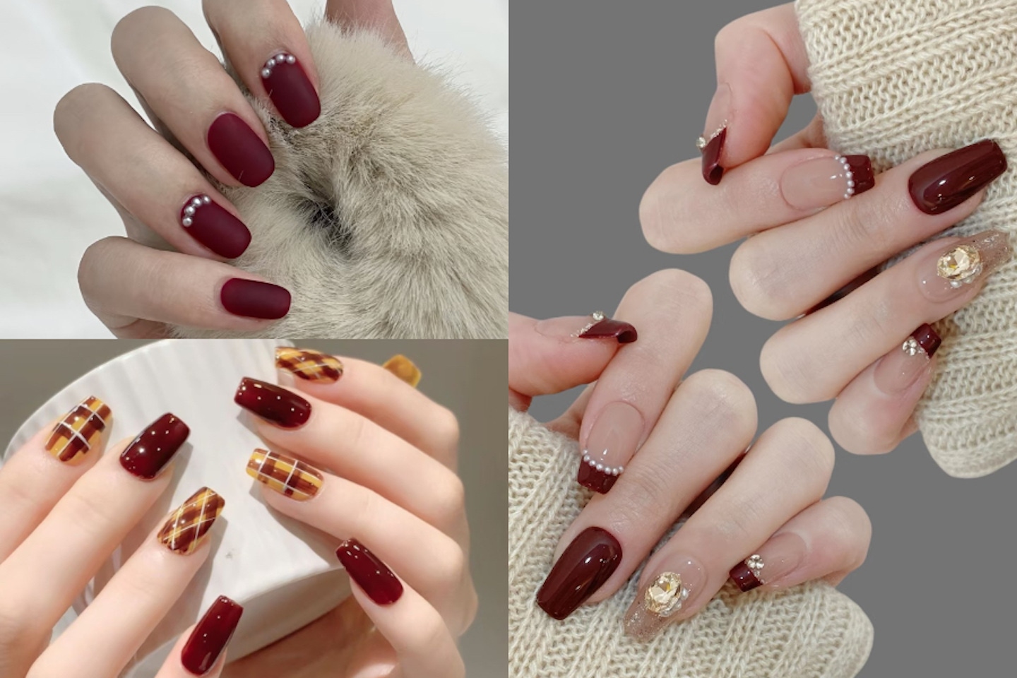 秋冬必備色！10 款 2025「酒紅色美甲」款式推薦～純色酒紅、霧面酒紅、法式酒紅⋯⋯每一款都超有秋冬氛圍感！