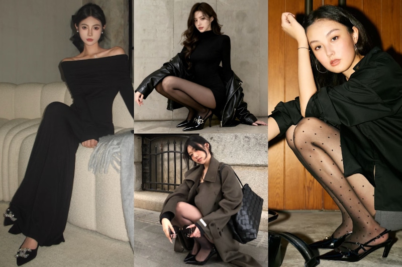 尖頭鞋怎麼搭？10 個「尖頭鞋」冬季穿搭靈感推薦：尖頭靴 × 牛仔套裝、尖頭平底鞋 × 半身裙、尖頭高跟鞋 × 圓點絲襪⋯⋯三種鞋款搭配一次看！