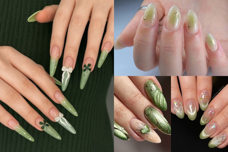 2026春天「嫩綠色」美甲10款式推薦！搭配玻璃珠貓眼、小花、幸運草⋯用粉嫩綠調點亮春季！