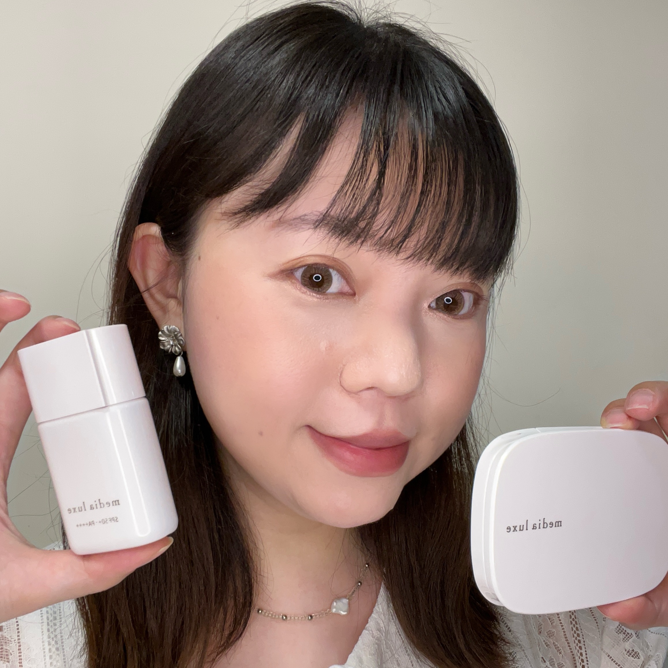 開架高CP值粉餅就是媚點media luxe 雪紡親膚粉底！