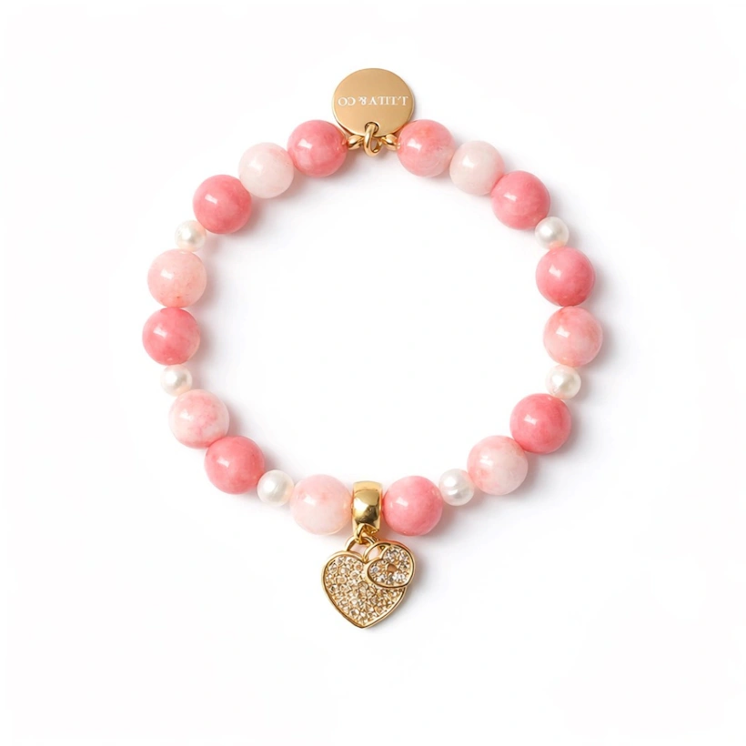 心心相映・粉紅白玉珊瑚珍藏手鍊