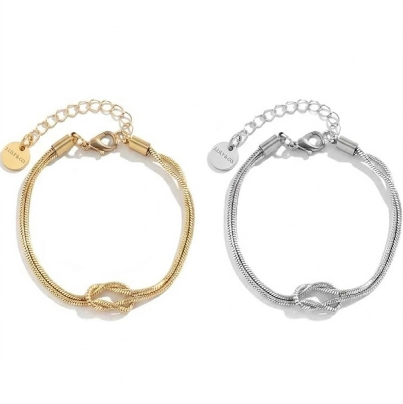 *限量款* 金誓永恆14K包金同心結情侶對鍊