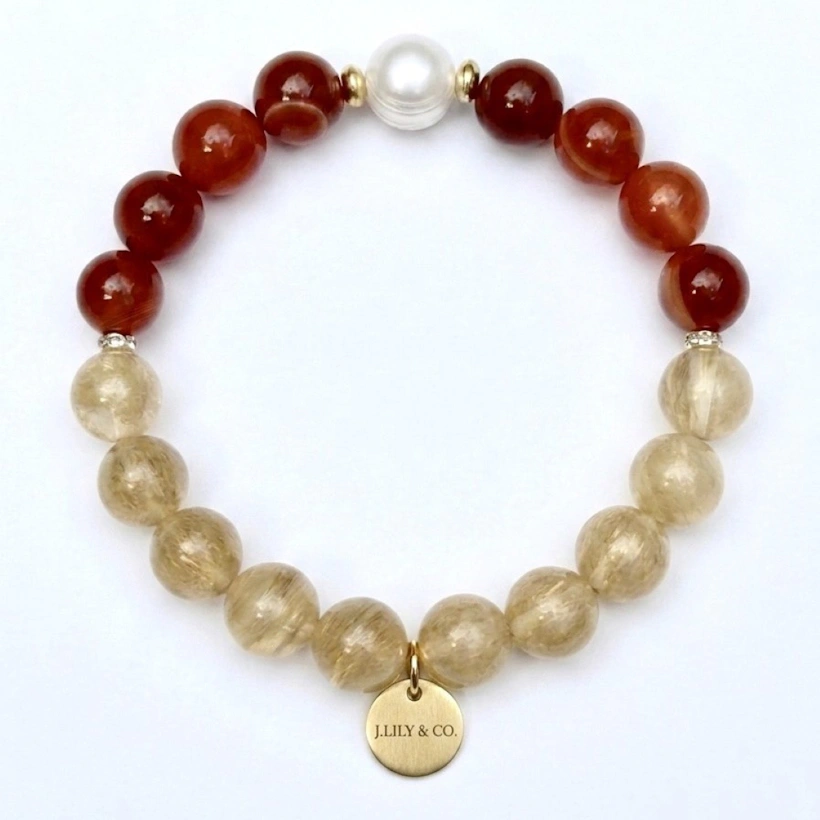 曦光蔓延・紅瑪瑙黃髮晶典藏手鍊