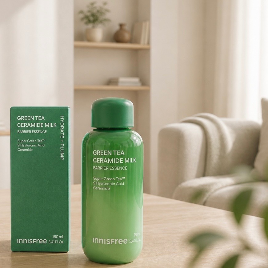 日常愛用的 INNISFREE 綠茶神經醯胺牛奶水精華 ｜Olive Young熱銷No.1
